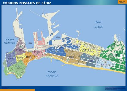 Zip codes Cadiz wandkaarten