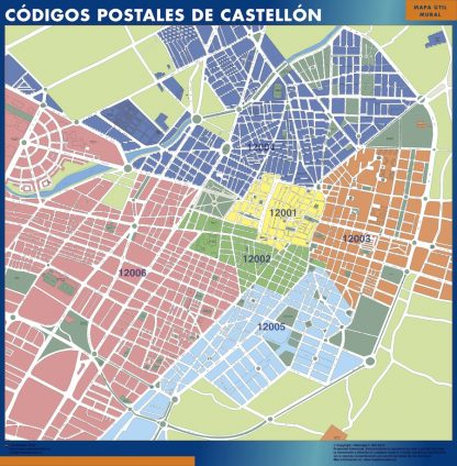 Zip codes Castellon wandkaarten