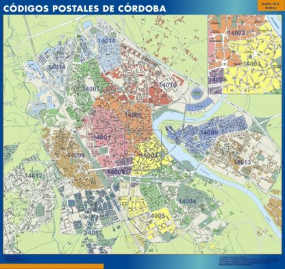 Zip codes Cordoba wandkaarten