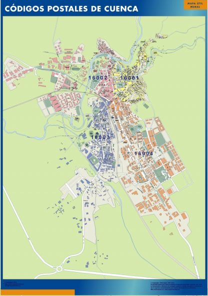 Zip codes Cuenca wandkaarten