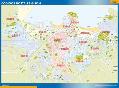 Zip codes Gijon wandkaarten