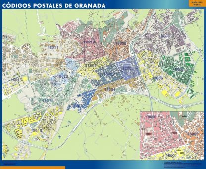 Zip codes Granada wandkaarten