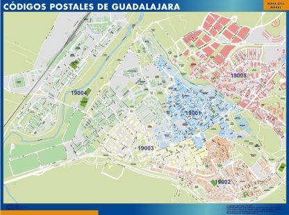 Zip codes Guadalajara wandkaarten