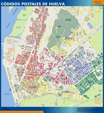 Zip codes Huelva wandkaarten