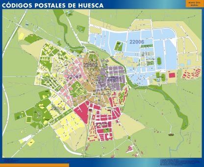 Zip codes Huesca wandkaarten