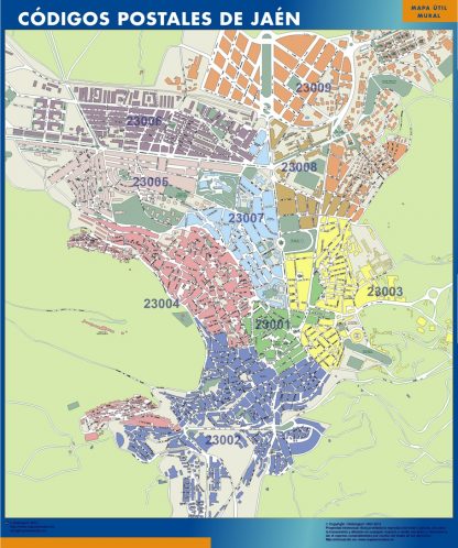 Zip codes Jaen wandkaarten