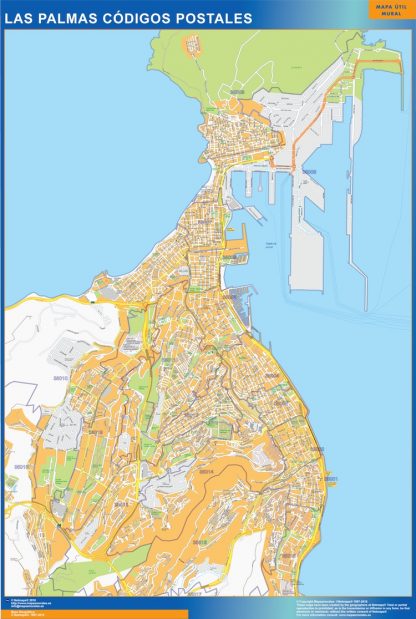 Zip codes Las Palmas wandkaarten