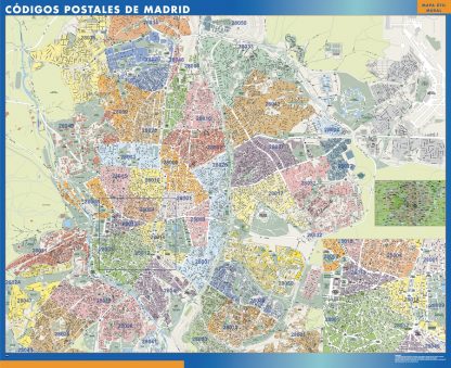 Zip codes Madrid wandkaarten