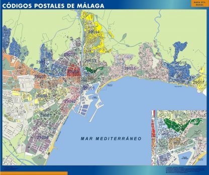 Zip codes Malaga wandkaarten
