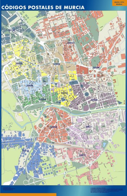 Zip codes Murcia wandkaarten