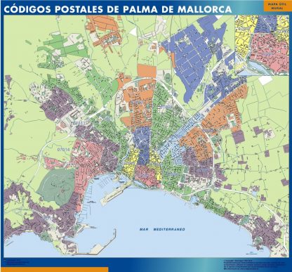 Zip codes Palma de Mallorca wandkaarten