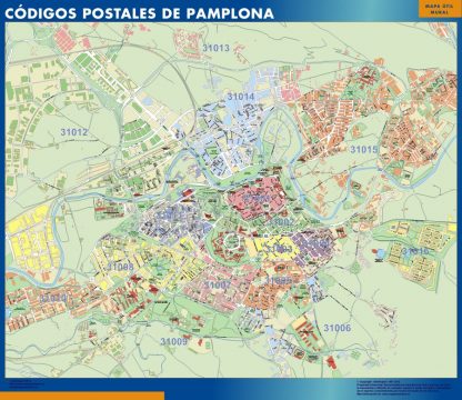 Zip codes Pamplona wandkaarten