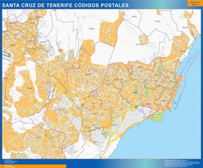 Zip codes Santa Cruz de Tenerife wandkaarten