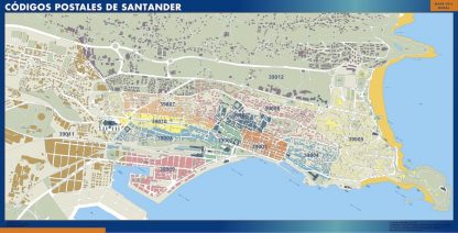 Zip codes Santander wandkaarten