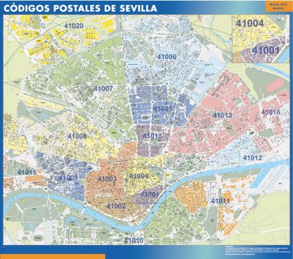 Zip codes Sevilla wandkaarten