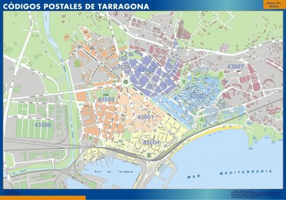 Zip codes Tarragona wandkaarten