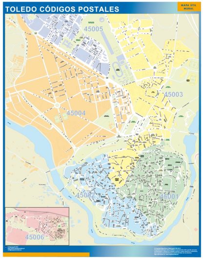 Zip codes Toledo wandkaarten