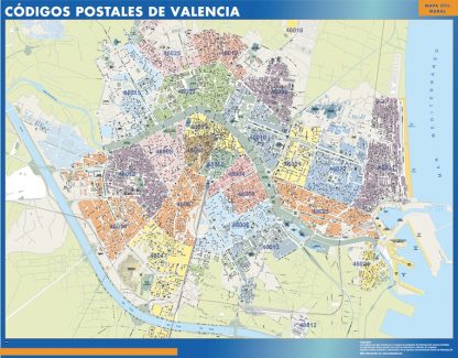 Zip codes Valencia wandkaarten