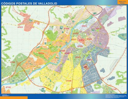 Zip codes Valladolid wandkaarten