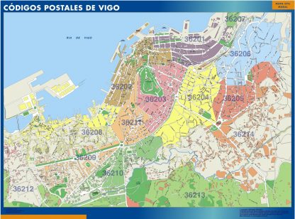 Zip codes Vigo wandkaarten