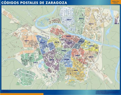 Zip codes Zaragoza wandkaarten