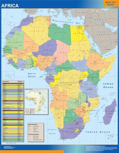 africa political wandkaarten