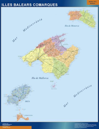 wandkaarten Balears islands
