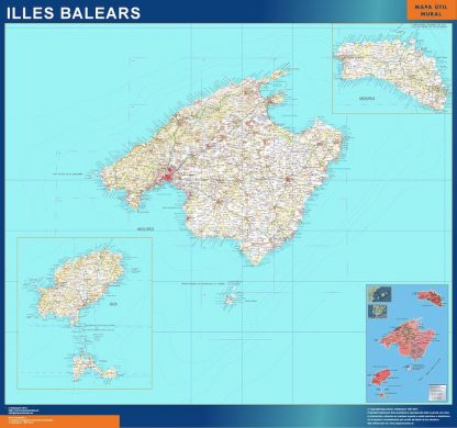 wandkaarten Balears islands mountains