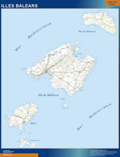 wandkaarten Balears islands roads