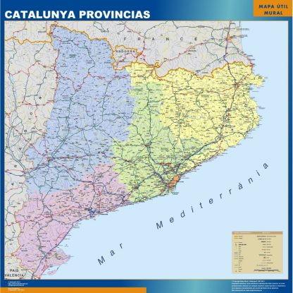 wandkaarten Catalonia Provincies
