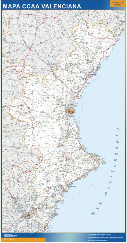 wandkaarten Community Valenciana roads