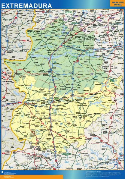 wandkaarten Extremadura Provincies