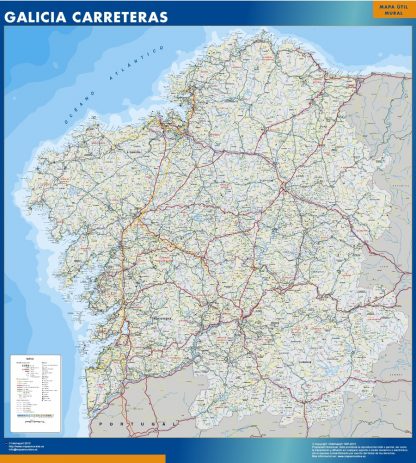 wandkaarten Galicia roads