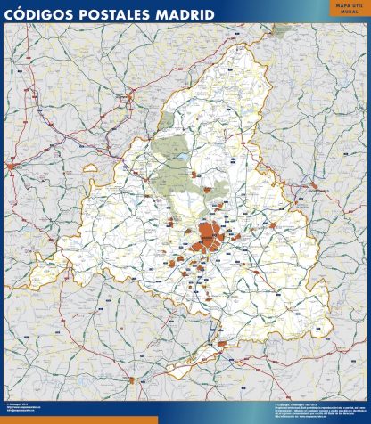 wandkaarten Community of Madrid postal codes