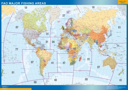 Wereld wandkaarten fao fishing areas